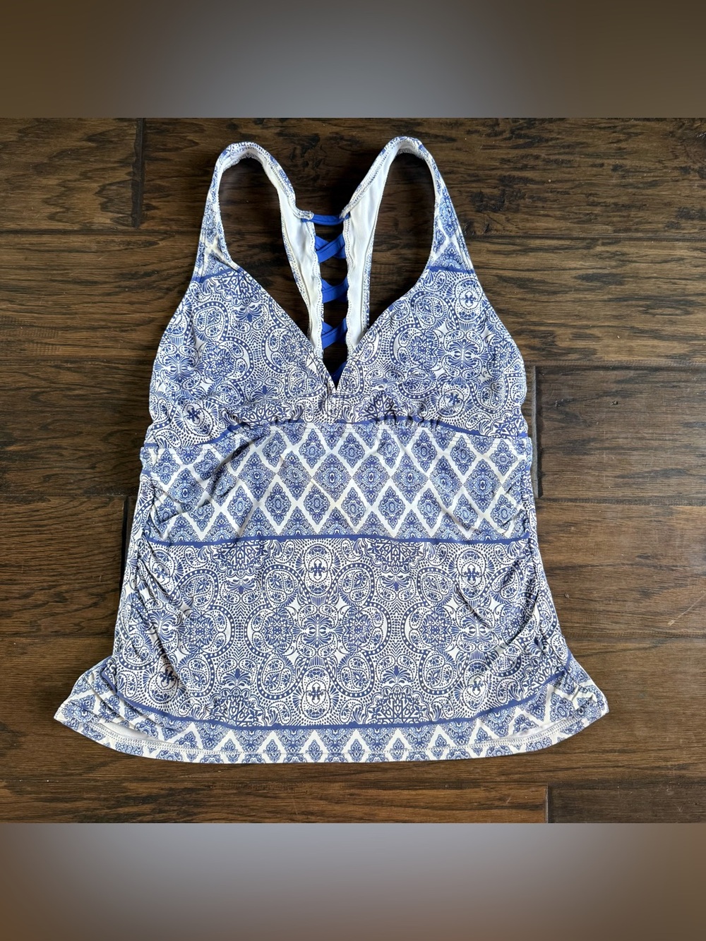 Antonio Melani Blue Patterned Women's Tank Top with Strappy Back size M